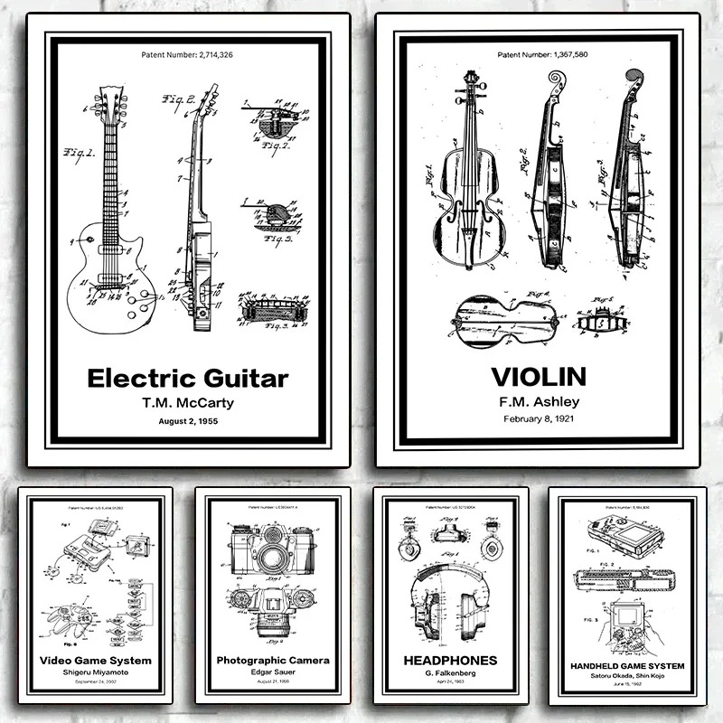 Musical Instrument Video - Постеры с патентами на музыкальные инструменты,